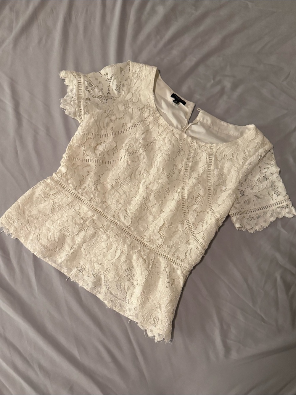 Talbots Cream Lace Peplum Blouse